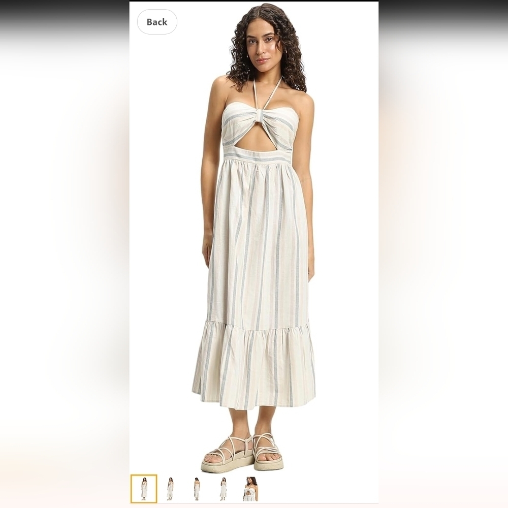 Forever 21 + Striped Halter Maxi Dress Size Ox